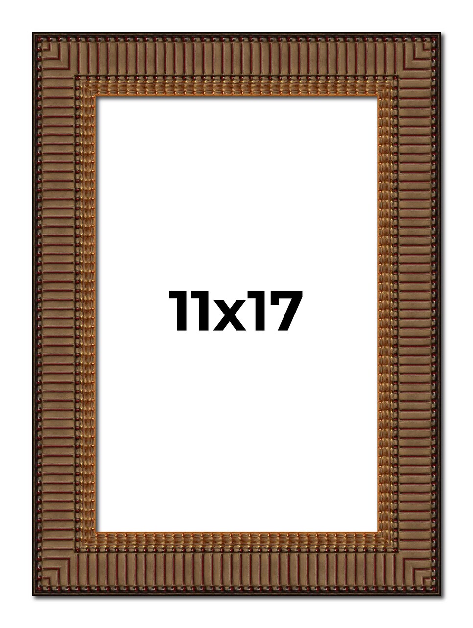 11x17 Museum Picture Frame with UV-Resistant Acrylic & Acid Free Backing, Available in 4 Finishes - Black, Brown, Gold, Silver